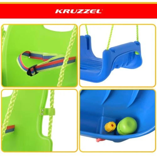Дитяча гойдалка 3в1 зелено-блакитна Kruzzel 27358/n