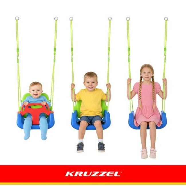Дитяча гойдалка 3в1 зелено-блакитна Kruzzel 27358/n