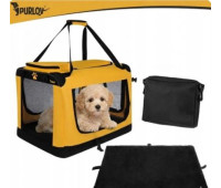Переноска для животных с металлическим каркасом, мягким ковриком и карманами раскладная Purlov