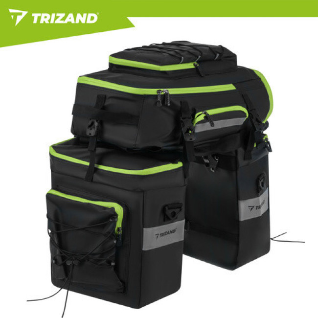 Сумка велосипедная Trizand 27339, 65L, водонепроницаемая, 3 в 1, багажник, рюкзак