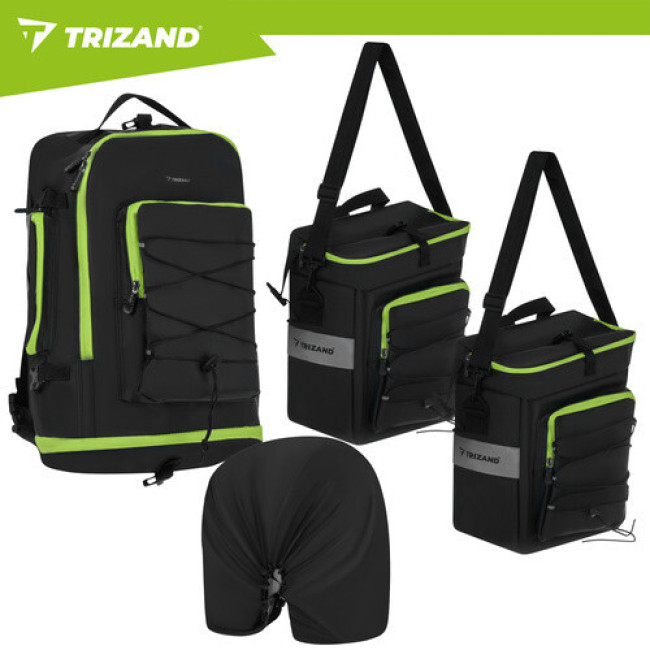 Сумка велосипедная Trizand 27339, 65L, водонепроницаемая, 3 в 1, багажник, рюкзак
