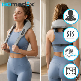 Массажер для шеи Shiatsu беспроводной с подогревом, 22.2W, USB-C, автоотключение, черный. Isomedix 27467