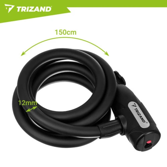 Велосипедный замок Trizand 27614 150 см, 12 мм, сталь, черный