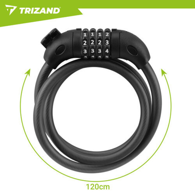 Велосипедный замок Trizand 27338, 120 см, кодовый трос 13,5 мм