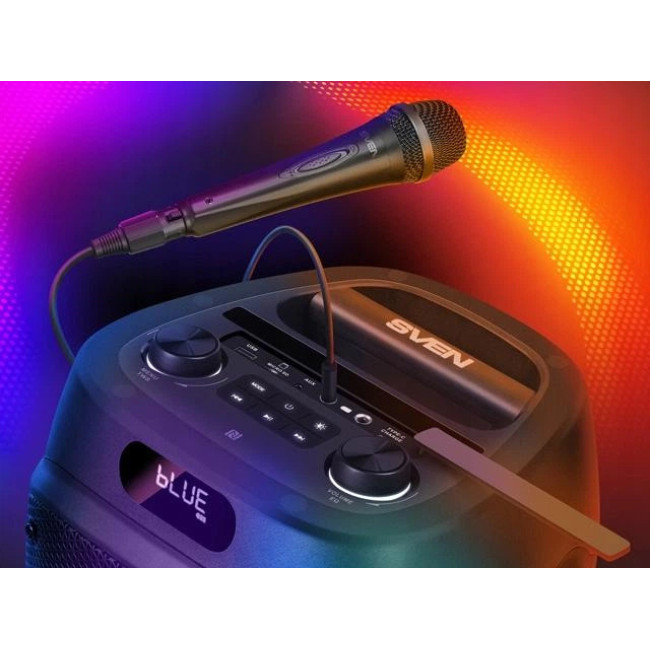 Акустическая система SVEN PS-850 Black (100Вт, TWS, bluetooth, NFC, подсветка, караоке,FM ) + микрофон