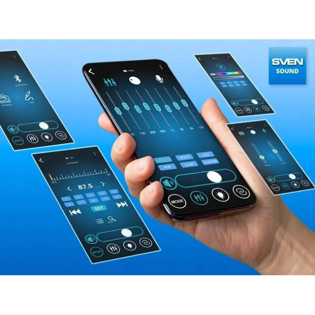 Акустическая система SVEN PS-850 Black (100Вт, TWS, bluetooth, NFC, подсветка, караоке,FM ) + микрофон