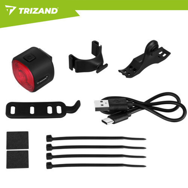 Велосипедный задний фонарь Trizand 27562 LED, USB-C, IP66, красный, быстросъемный