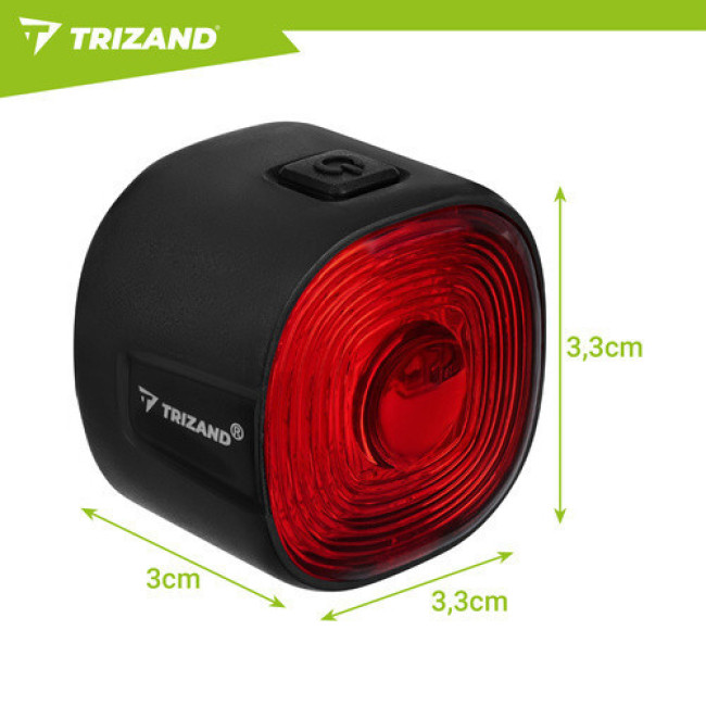 Велосипедный задний фонарь Trizand 27562 LED, USB-C, IP66, красный, быстросъемный