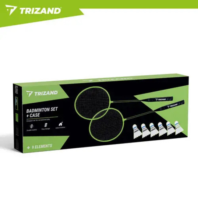 Набор для бадминтона Trizand 27680 9 в 1 - 2 ракетки, 6 воланов, чехол для игры на природе