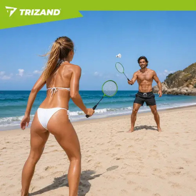 Набор для бадминтона Trizand 27680 9 в 1 - 2 ракетки, 6 воланов, чехол для игры на природе