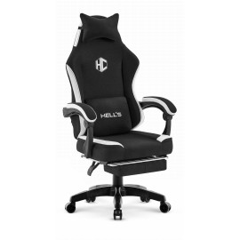 Геймерське крісло Hell's Chair HC-1016 Black White тканина