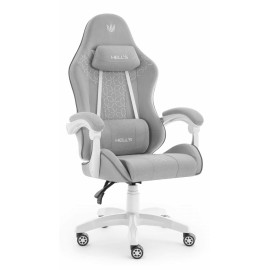Геймерське крісло Hell's Chair HC-1008 Grey White 2.0 тканина/сітка