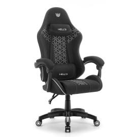 Геймерське крісло Hell's Chair HC-1008 Black White 2.0 тканина/сітка