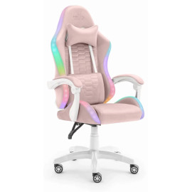 Геймерське крісло тканинне Hell's Chair HC-1000 Pink LED