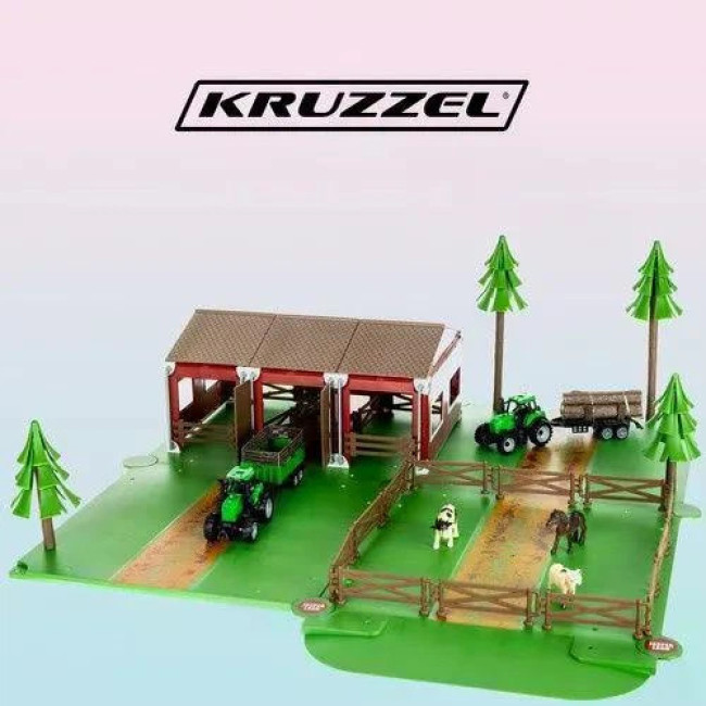 Конструктор-ферма с животными и тракторами Kruzzel 22404