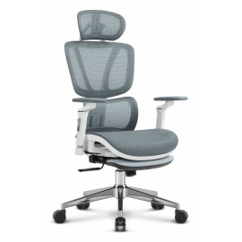 Ергономічне офісне крісло Hell's Chair HC-1044 Grey White, сітка MESH Premium