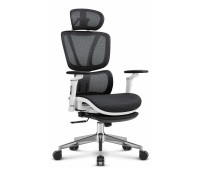 Ергономічне офісне крісло Hell's Chair HC-1044 Black White, сітка MESH Premium