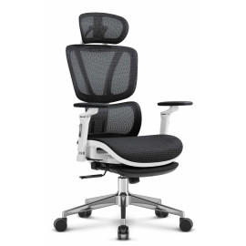 Ергономічне офісне крісло Hell's Chair HC-1044 Black White, сітка MESH Premium