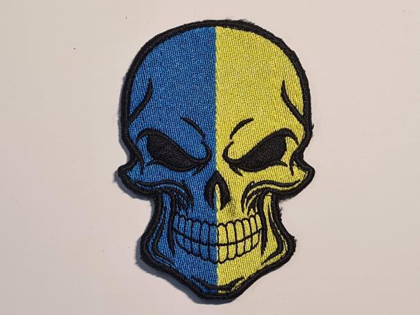 Шеврон PATCH ПАТРІОТ Череп синьо-жовтий велкро