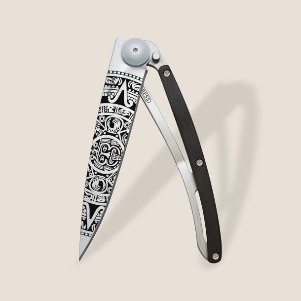 Ніж складний з тату DEEJO 37G Black Ebony / Aztec Sun (1CB000073)
