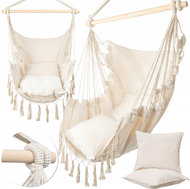 Крісло гамак Бразильське MalTec бежеве 100см 120кг (Польща)