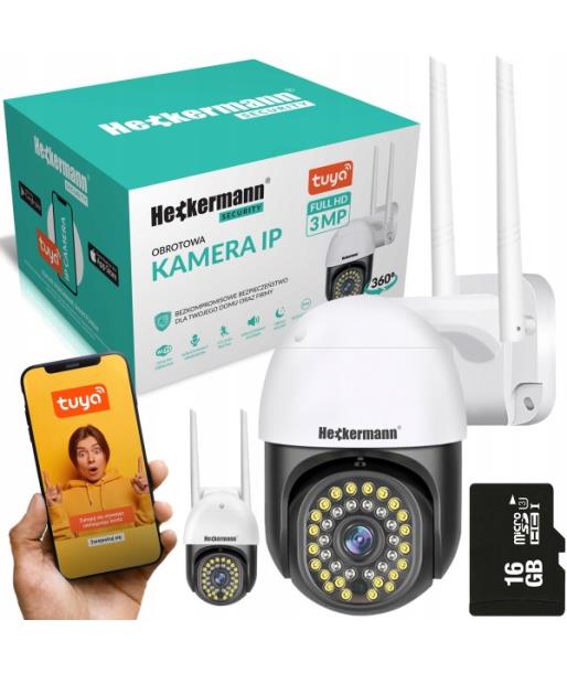 Вулична поворотна IP-камера відеоспостереження Wi-Fi Heckermann C19 + карта 16 ГБ