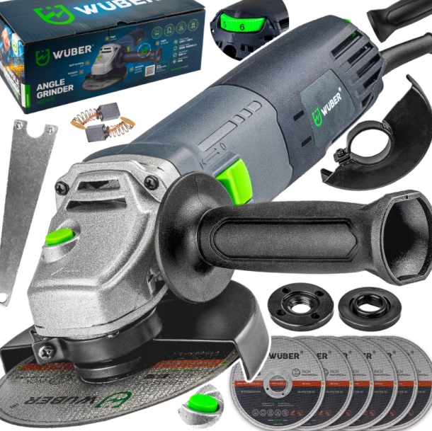 Болгарка (углова шліфмашина) 1500Вт 125мм + 6 дисків Wuber (Польща)