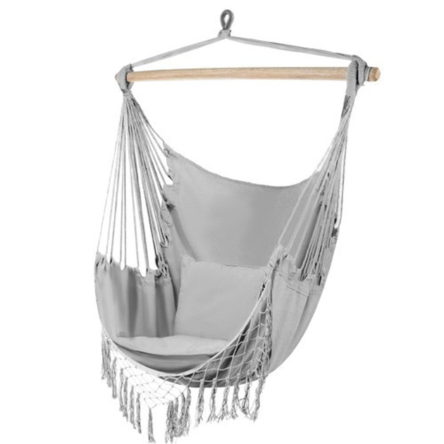 Підвісне Крісло-Гамак Бразильське Gardlov з 2 Подушками, Сіре
