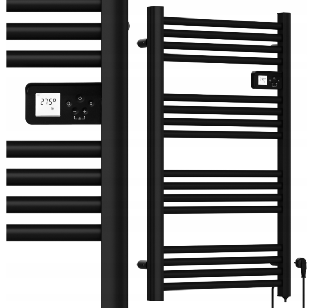 Полотенцесушитель електричний з термостатом Maltec 500Вт Чорний (Польща)