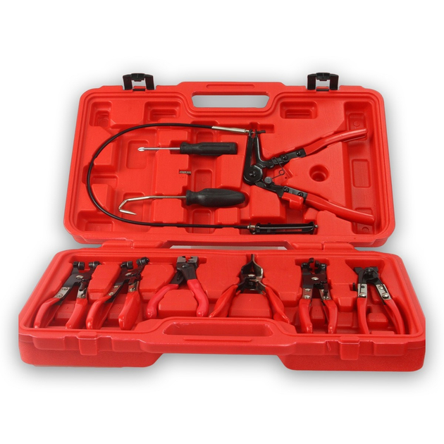 Набор клещей для хомутов Mar-Pol M49545 9 предметов + пластиковый чемодан Красный