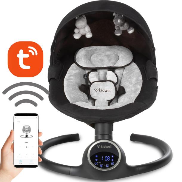 Укачувальний центр Kidwell 2в1 REVE Чорний/Срібний