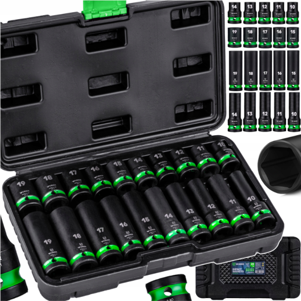 Набір ударних торцевих головок 1/2” 10-19мм Wuber (Польща)