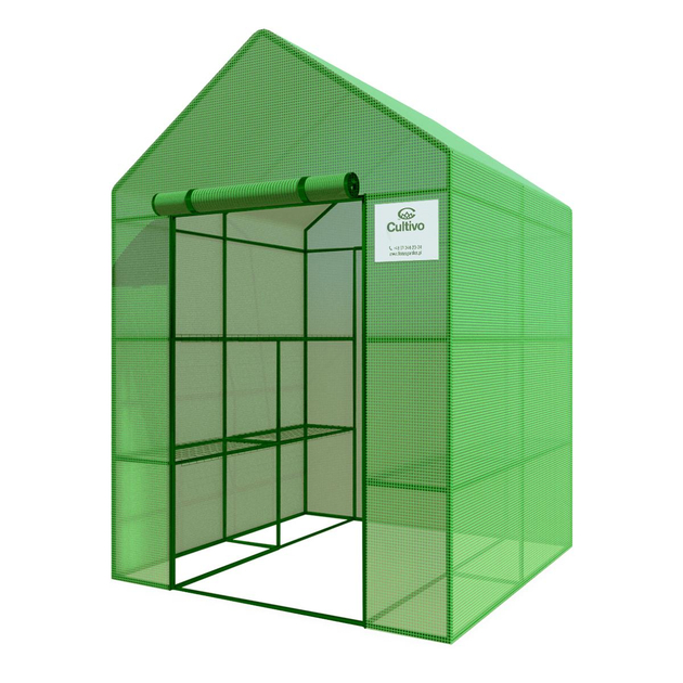 Теплиця садова Focus Garden 140x140 стелаж 8 полок парник Зелений