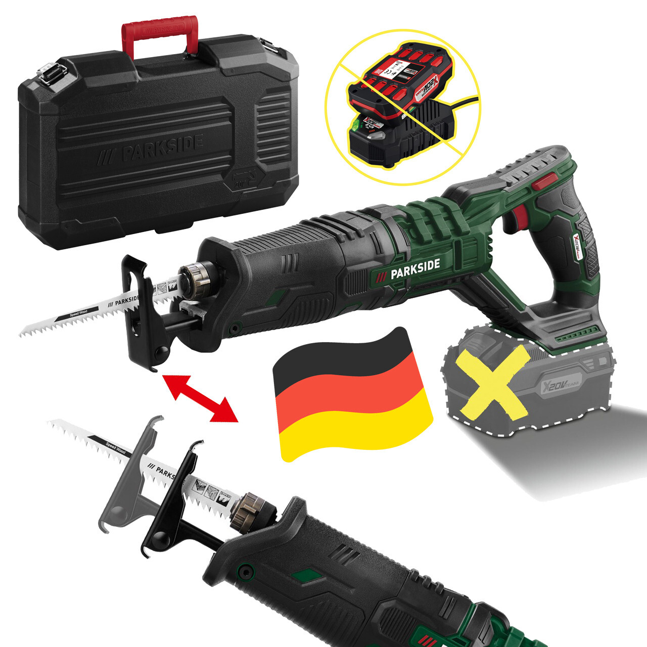 Акумуляторна сабельна пила PARKSIDE PSSA 20-Li B2 (без акумулятора і зарядного пристрою, Німеччина)