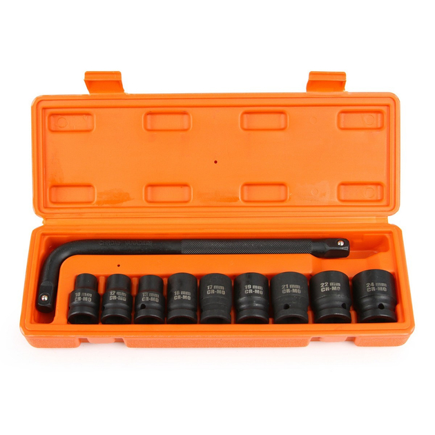 Набор торцевых головок Mar-Pol M58235 10шт 10-24 мм BJC шестигранник в пластиковом чемодане