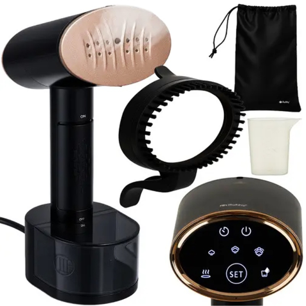 Отпариватель для одежды вертикальный Ruhhy 26339 Black 2 кВт ручной паровой утюг для дома 3 уровня пара сенсорное управление + насадка щетка