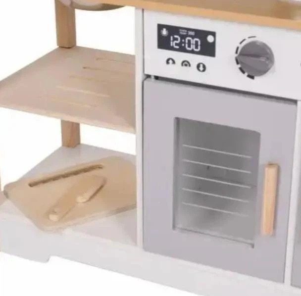 Кухня дитяча ігрова дерев'яна + посуд і спеції звуки Крузель 21933