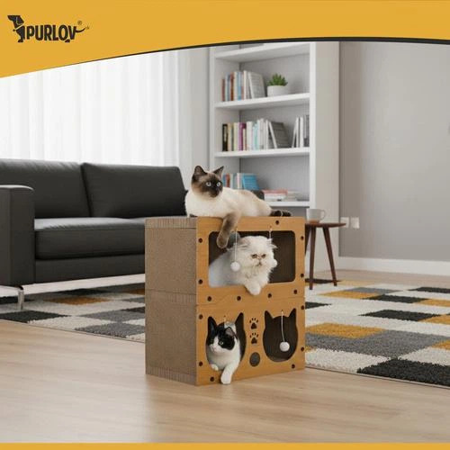 Когтеточка для котів - двоповерховий дім Purlov 27017/n