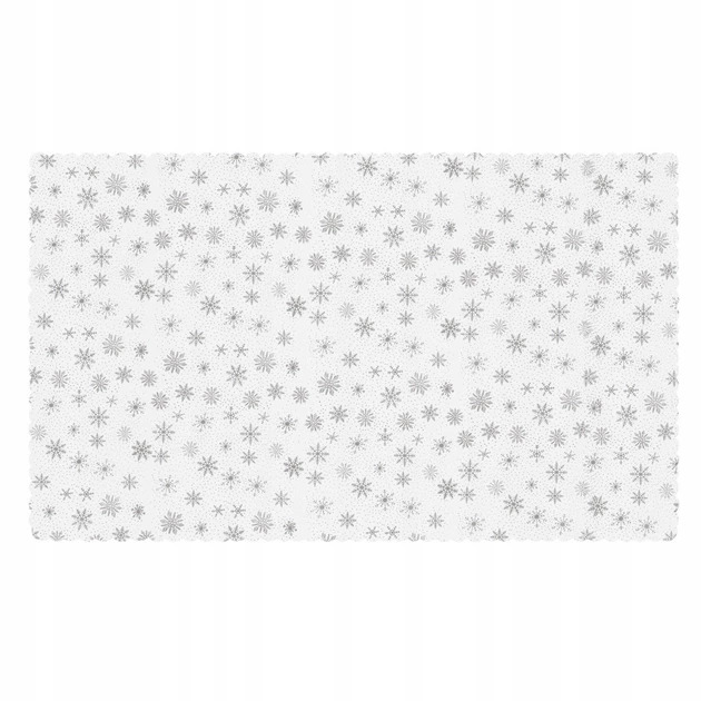 Скатертина різдвяна декоративна, Ruhhy Біла з срібними сніжинками 140 x 220 см (22791)