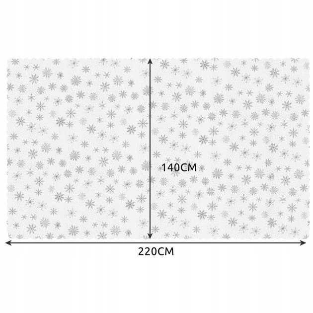 Скатертина різдвяна декоративна, Ruhhy Біла з срібними сніжинками 140 x 220 см (22791)