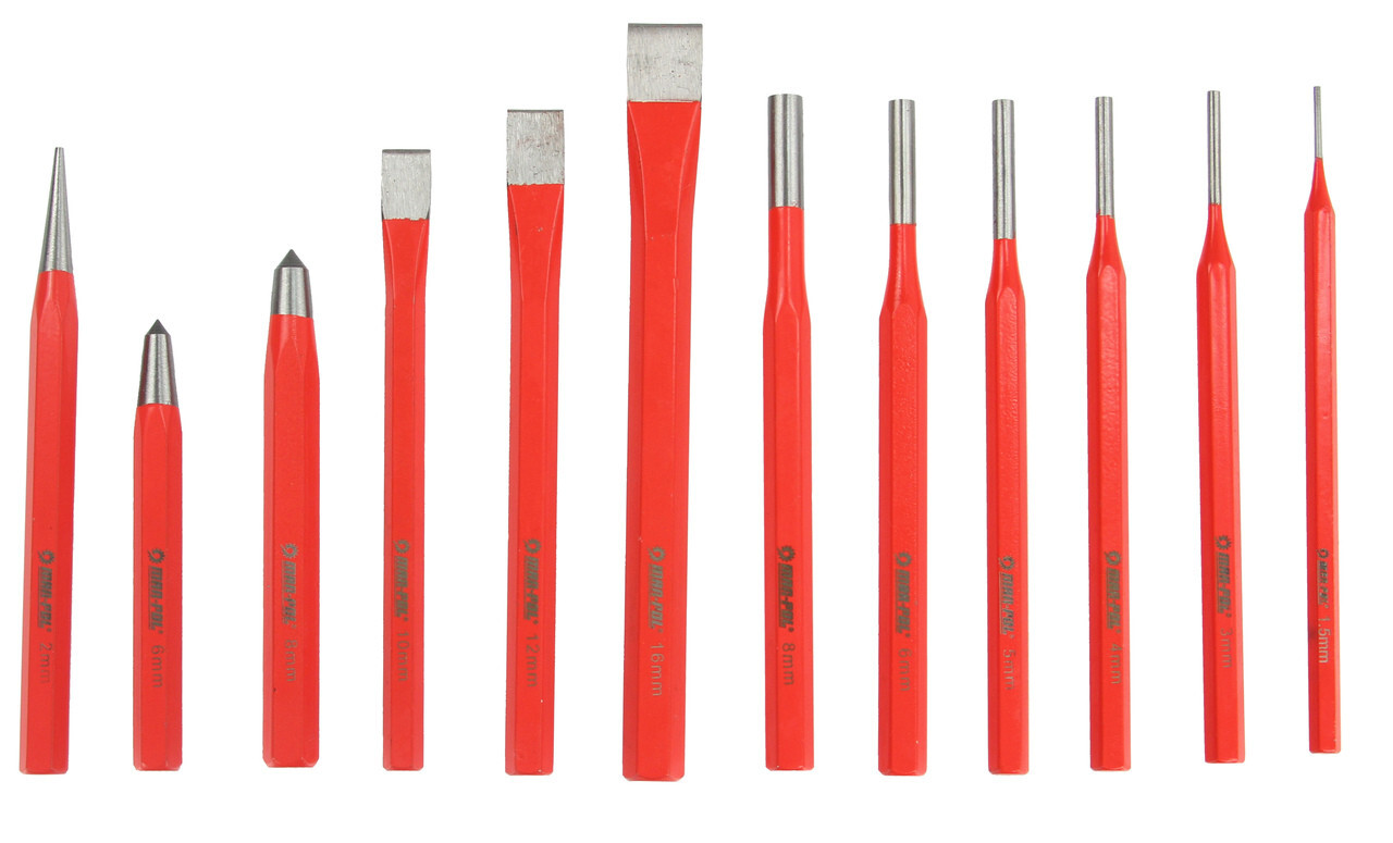 Набір пуансонів, фрез та пробійників, 12 шт., в футлярі Mar-Pol (M22365)